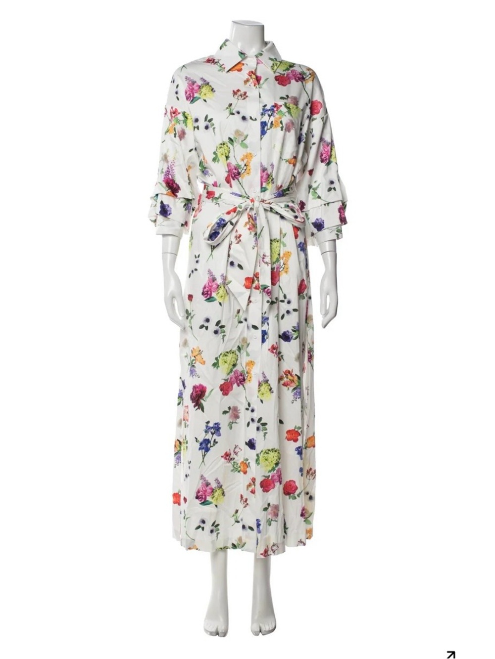 Alice + Olivia White Floral Long Dress